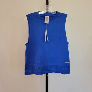Adidas Womens Blue Muscle Tank, Logo Stripe, Size S NWT